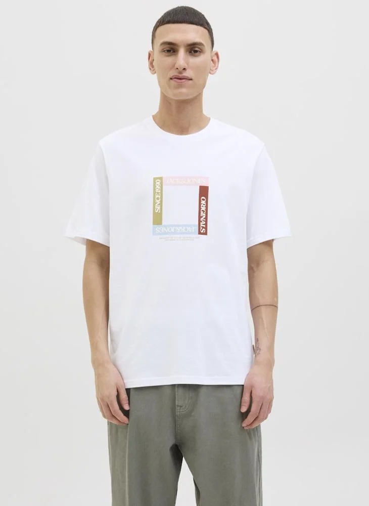 جاك اند جونز Jortavira Branding round Neck T-Shirt