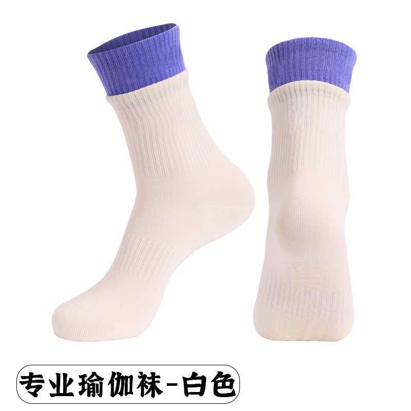 Generic Strap Yoga Socks Non-slip Professional Womens Medium Pilates Socks Short Towel Bottom Fitness Sports Floor Socks X75 white [double socks, Pilates yoga socks]]