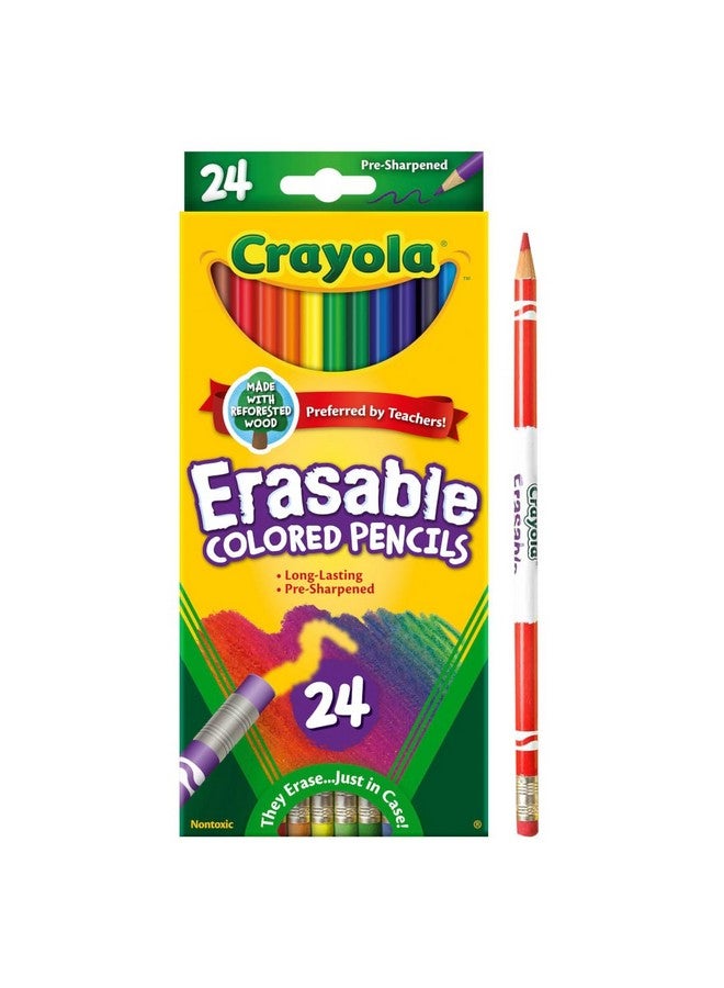 Crayola Erasable Colored Pencils (24ct), Kids Colored Pencils for School, Back to School Supplies for Kids, Coloring Pencils, 6+ - Image 2