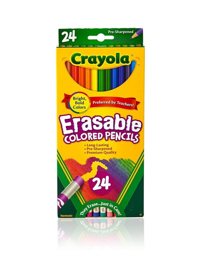 Crayola Erasable Colored Pencils (24ct), Kids Colored Pencils for School, Back to School Supplies for Kids, Coloring Pencils, 6+ - Image 1