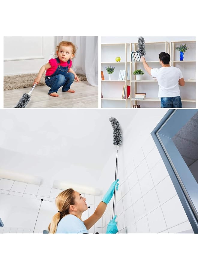 erorex Extendable Feather Duster Bendable Microfiber Duster Of Silicone Cap Hand Duster For Cleaning Dust Cobweb On High Ceiling Fans Lights Blinds Cars - Image 3