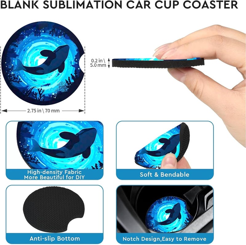 Ldntly Car Coasters for Cup Holders,2 Pack Killer Whale Car Cup Holder Coasters,2.75" Universal Size Anti Slip Rubber Mat,Automotive Cup Holder Decal Decor Accessories,Whale Gifts for Women,Men,Mom - Image 5
