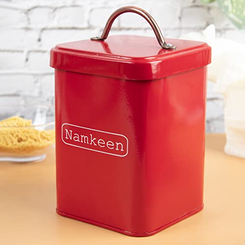 MARKET 99 Mild Steel Red Namkeen Jar-1900 ml | Snack Storage Container with Lid for Kitchen Storage | Metal Storage Jar for Namkeen, Biscuits & Dry Fruits | Kitchen Container for Daily Use - Image 2
