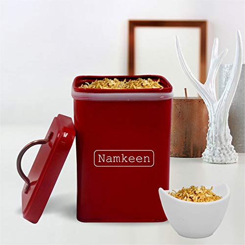 MARKET 99 Mild Steel Red Namkeen Jar-1900 ml | Snack Storage Container with Lid for Kitchen Storage | Metal Storage Jar for Namkeen, Biscuits & Dry Fruits | Kitchen Container for Daily Use - Image 5