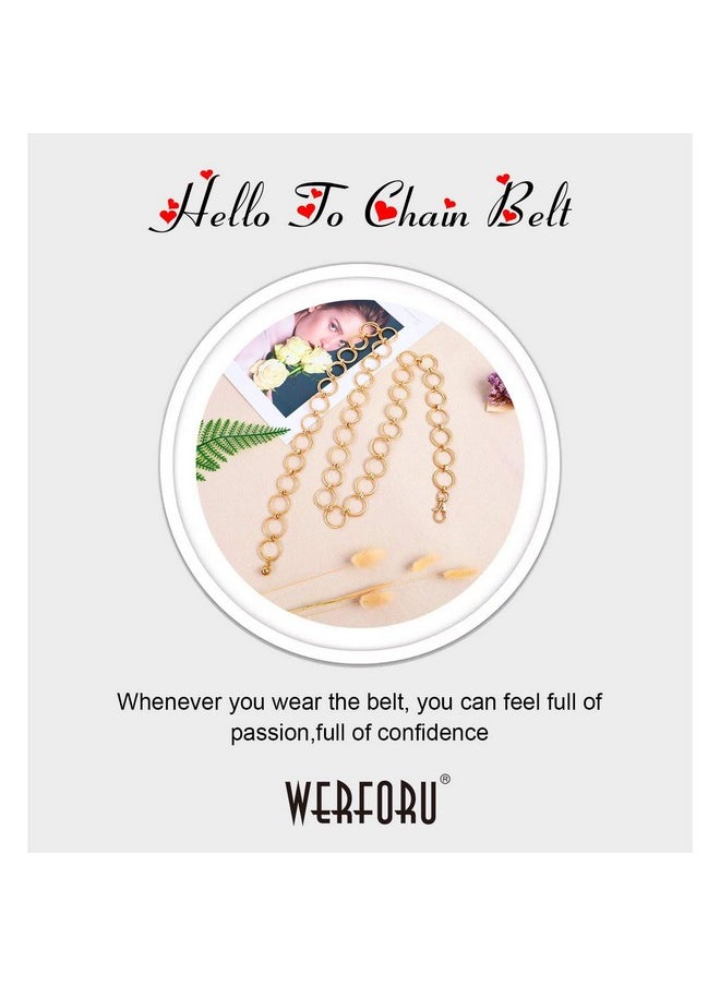 Werforu - Women Metal Link Body Chain Belt Ladies Waist Chain Belts For Jeans Dress, Gold,Fit Waist Size Below 34 Inches - Image 1