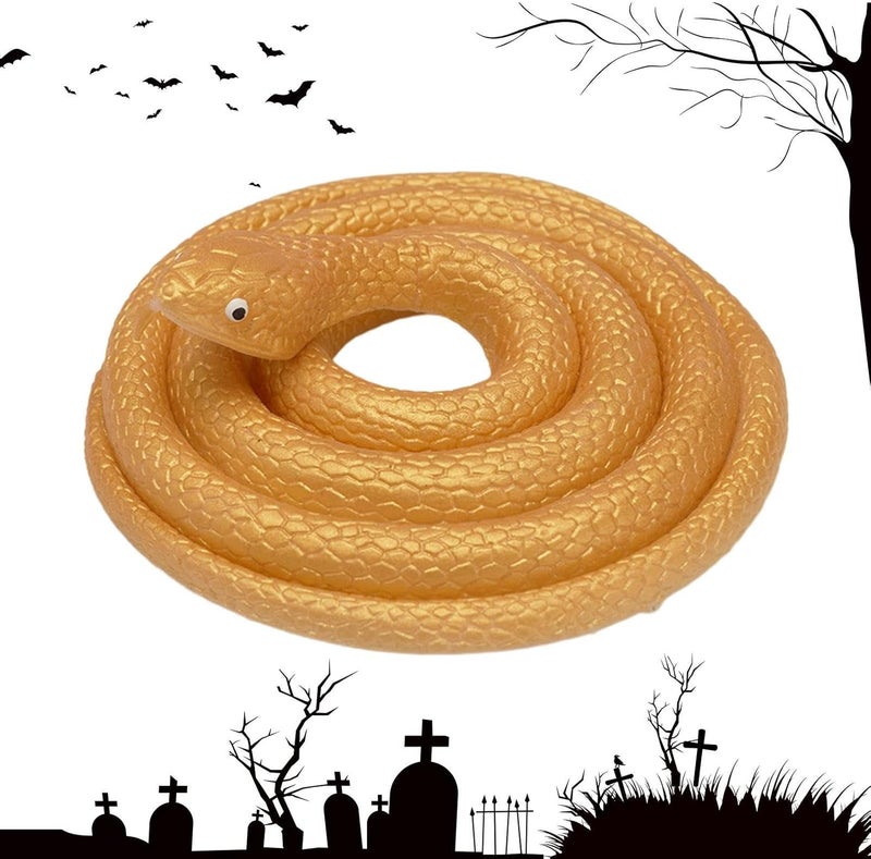 80cm Golden Field Snake Realistic Fake Snake Indoor Outdoor Prank Toy Halloween April Fools - Image 1