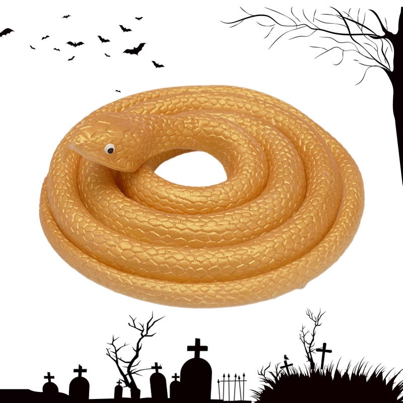 80cm Golden Field Snake Realistic Fake Snake Indoor Outdoor Prank Toy Halloween April Fools - Image 2