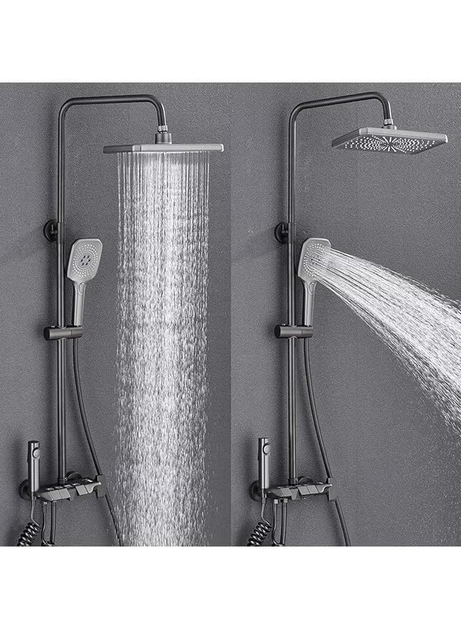 Shower System Thermostatic, 4-Function Piano Key Wall-Mounted Shower Set, with 12" Shower Head, 3 Function Hand Shower, Bath Mixers and Bidet Sprayers Brass Body - Image 5