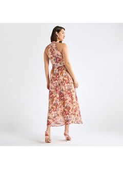 FAV Floral Print Halter Neck Dress with Belt  - Image 3