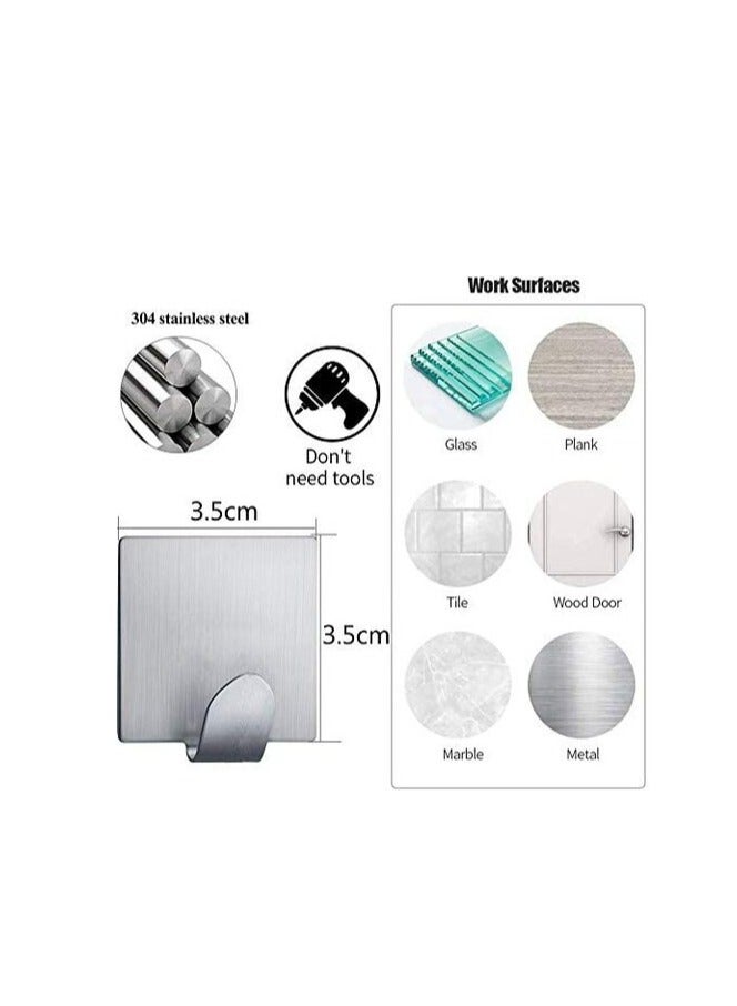 PROMASS Self Adhesive Hooks, Stainless Steel Wall Hanger Hat Hooks Rack For Kitchen Bathroom Office Closet - Waterproof, No Drill Glue Needed (B-10Pcs)  - Image 3