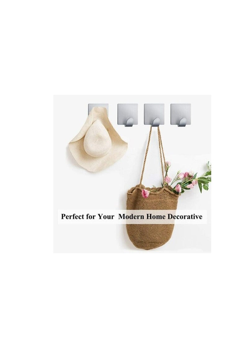 PROMASS Self Adhesive Hooks, Stainless Steel Wall Hanger Hat Hooks Rack For Kitchen Bathroom Office Closet - Waterproof, No Drill Glue Needed (B-10Pcs)  - Image 1