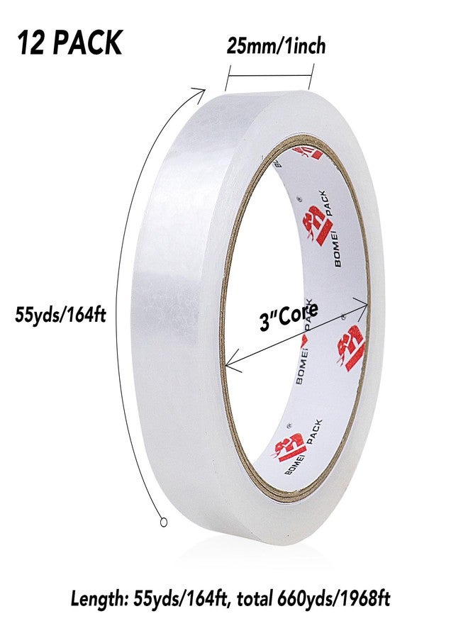 BOMEI PACK clear ribbon, 1 inch x 164 ft, clear tape refills, 3" large roll stationery tape, strong transparent gift wrapping tape for home, written - Image 2