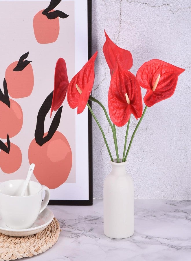 PATIKIL 13" Artificial Anthurium Lily Flowers, 10 Pack Permanent Flower Floral Arrangements Bouquet for Home Decor Bridal Wedding Festival Party, Red - Image 5