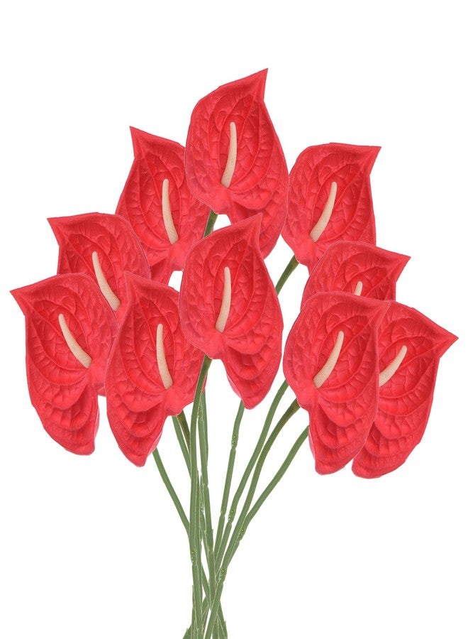 PATIKIL 13" Artificial Anthurium Lily Flowers, 10 Pack Permanent Flower Floral Arrangements Bouquet for Home Decor Bridal Wedding Festival Party, Red - Image 1