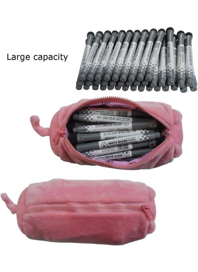 AVSHUB AVSHUB Plush Animal Stationery Cartoon Cute Dog Zipper Pencil Case for Kids/Cosmetic Bag for Women (Pink)  - Image 2