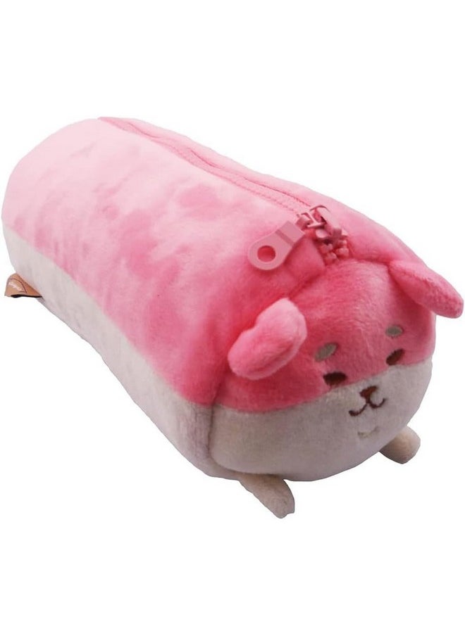 AVSHUB AVSHUB Plush Animal Stationery Cartoon Cute Dog Zipper Pencil Case for Kids/Cosmetic Bag for Women (Pink)  - Image 1