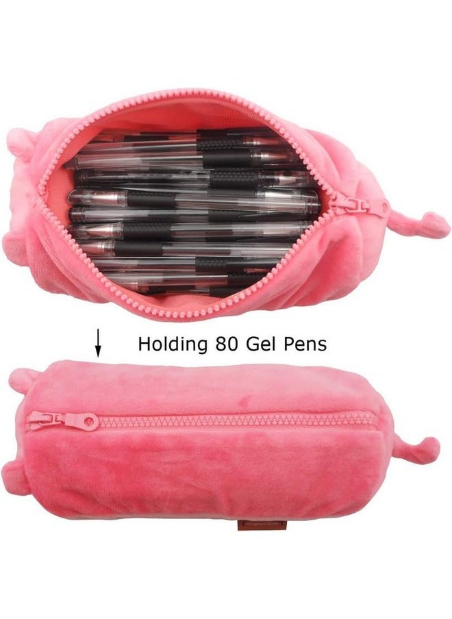AVSHUB AVSHUB Plush Animal Stationery Cartoon Cute Dog Zipper Pencil Case for Kids/Cosmetic Bag for Women (Pink)  - Image 4