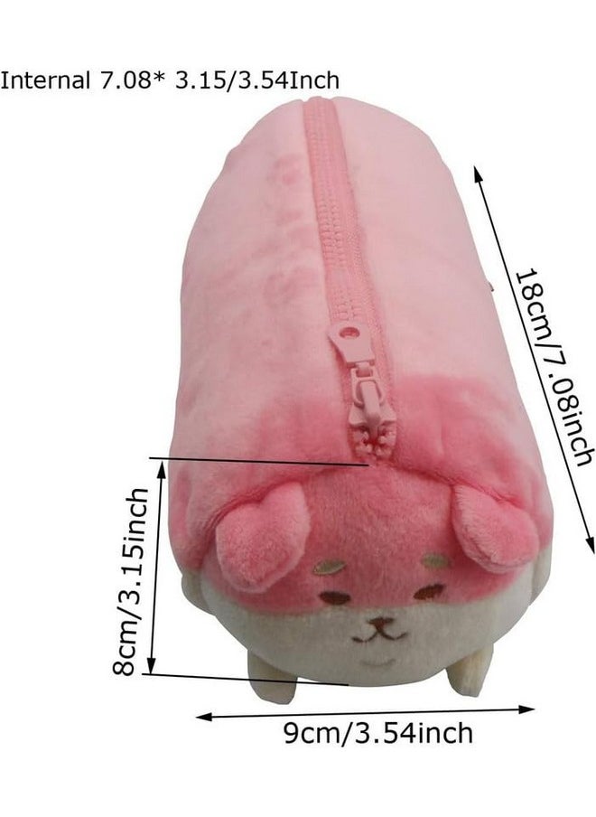 AVSHUB AVSHUB Plush Animal Stationery Cartoon Cute Dog Zipper Pencil Case for Kids/Cosmetic Bag for Women (Pink)  - Image 5