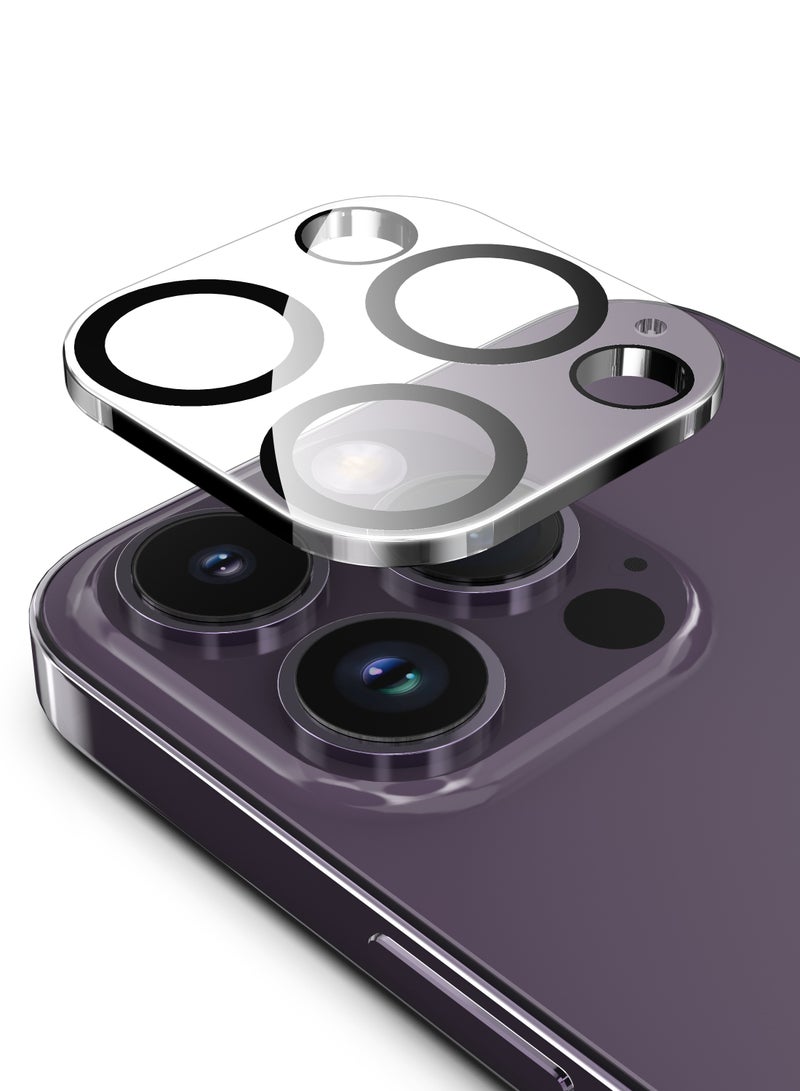 AJYAL iPhone Camera Lens Protector for iPhone 15 Pro 6.1-Inch and iPhone 15 Pro Max 6.7-Inch, 9H Tempered Glass Ring Cover, HD Clear, Case Friendly, 1-Pack - Image 2