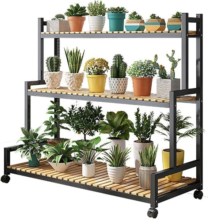 Harmony Home 3-Tier Bamboo Plant Stand – Flower Pot Display Rack for Indoor & Outdoor Garden, Greenhouse, Patio – Natural - Image 1