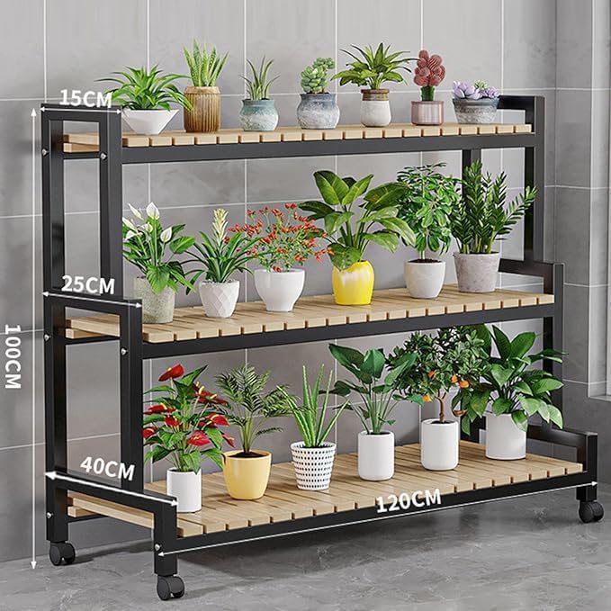Harmony Home 3-Tier Bamboo Plant Stand – Flower Pot Display Rack for Indoor & Outdoor Garden, Greenhouse, Patio – Natural - Image 2