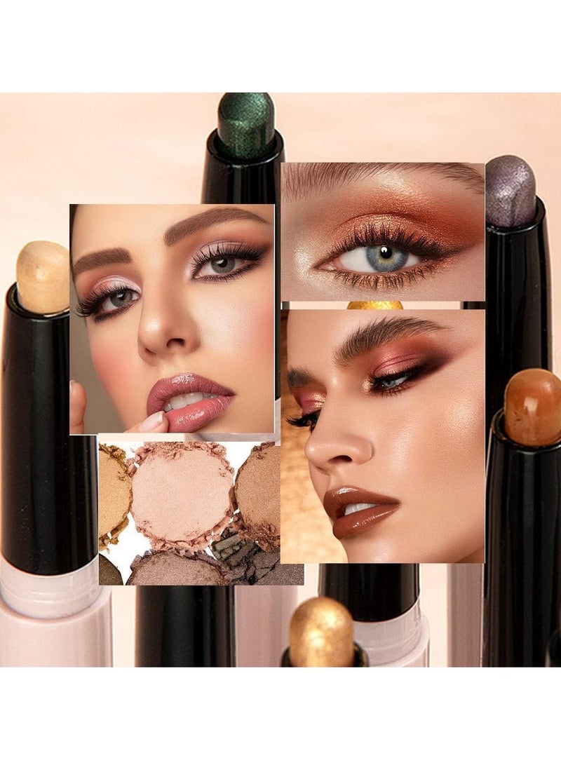 12-Color Waterproof Eyeshadow Stick Set - Matte, Glitter & Pearlescent Finish, Long-Lasting & Highly Pigmented Makeup Pencils for Women - Image 3