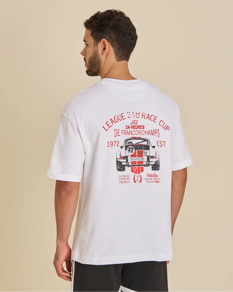 Redtag Men White Printed T-Shirt