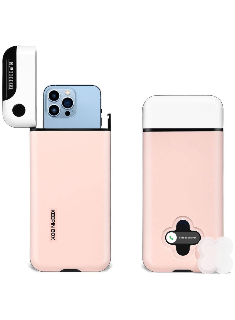 Cell Phone Lock Box with Timer, Portable Time Lock Box for iPhone and Android Phone, Help to Focus, Prevent Phone Addiction, Portable,Timed,Control Self, Prevent Phone Addiction (Pink) - Image 1