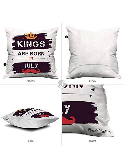 Jhingalala Jhingalala Kings are Born in July Printed Cushion with Filler and Greeting Card Gift for Brother Gift for Husband Gift for Son Gift for Boyfriend Gift for Boys Gift for Birthday Special  - Image 5