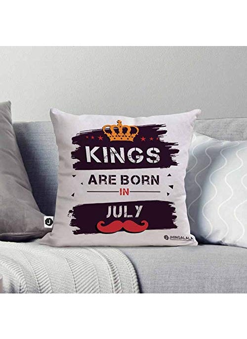 Jhingalala Jhingalala Kings are Born in July Printed Cushion with Filler and Greeting Card Gift for Brother Gift for Husband Gift for Son Gift for Boyfriend Gift for Boys Gift for Birthday Special  - Image 4