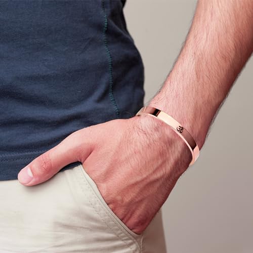 MEENAZ Bracelet for Men Stainless Steel | Aum Om Kada for men Bracelets | Bracelet for Boys Rose Gold,Kada | Waterproof, Anti-tarnish Bracelet golden, Rust-free, Skin friendly | 8 mm Bracelets for Men - Image 3
