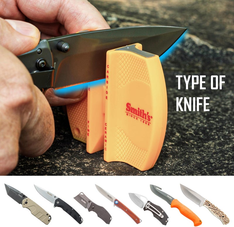 Smiths CCKS 2-Step Knife Sharpener - Yellow - 2-Step Preset Coarse & Fine Slots - Outdoor Handheld Knife Sharpener - Fishing, Hunting, Fillet, Pocket Knives - Compact Plastic Portable Keychain Tool - Image 4
