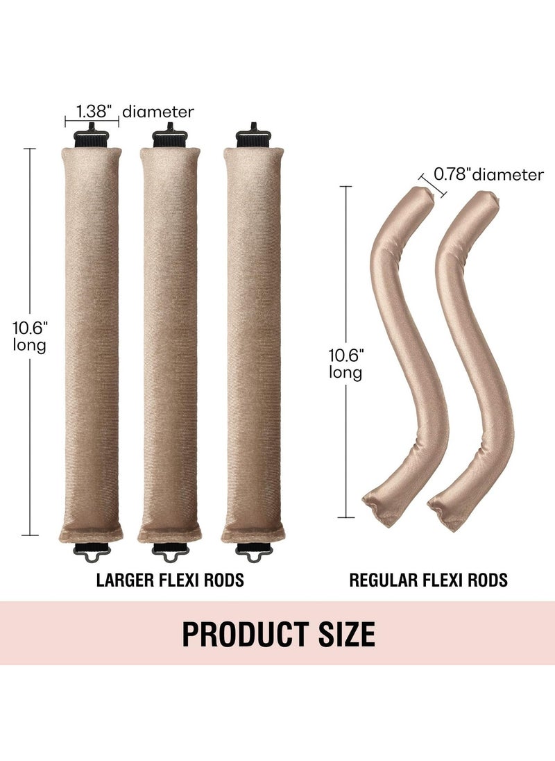 BS Mall 3 PCS Heatless Hair Curler, Rods with Hook, Heatless Curling Rod for All Hair Types, No Heat Curlers to Sleep In, Overnight Heatless Curls for Blowout Hair (Brown) - Image 2
