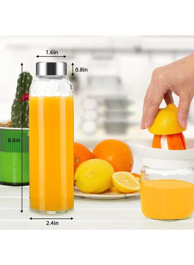 6 حزمة زجاجات مياه زجاجية واضحة 500 مل مع أغطية مقاومة للتسرب ، زجاجات عصير قابلة لإعادة الاستخدام مع فرشاة تنظيف وقمود ، حاويات مشروبات واسعة الفم للتعصير ، الملصقات ، الصلصات ، تخزين الثلاجة - Image 2