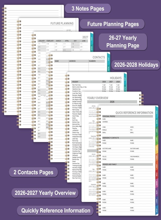 Indeme مفكرة/مخطط مواعيد أسبوعي 2026-2027 - مخطط يومي بالساعة 2026-2027، يوليو 2026 - يونيو 2027، مقاس 9 × 11 بوصة، فواصل شهرية، فواصل بالساعة، ورق سميك - Image 5