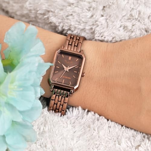 LOUIS DEVIN Brown Bracelet Metal Chain Analog Wrist Watch for Women (Brown Dial) | LD-LS193-BRWCH - Image 2