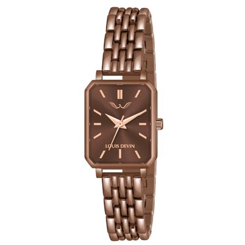 LOUIS DEVIN Brown Bracelet Metal Chain Analog Wrist Watch for Women (Brown Dial) | LD-LS193-BRWCH - Image 1