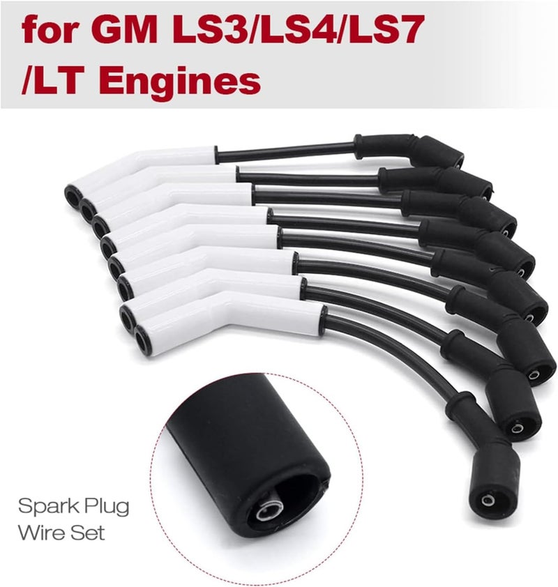 Foloose 9070C Spark Plug Wires Spark Plugs and Wires Spark Plug Wire Set Extreme 9000 Ceramic Boot - for GM LS3/LS4/LS7/LT Engines - Image 5