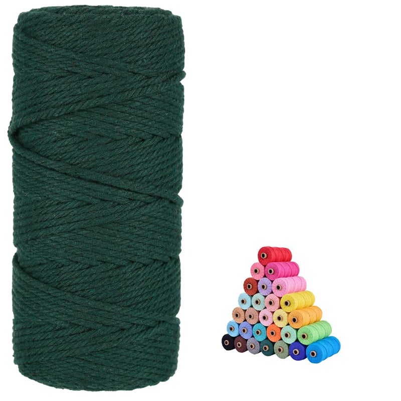 flipped 100 Natural Macrame Cotton Cord3mm x109 Yards Twine String Cord Colored Cotton Rope Craft Cord for DIY Crafts Knitting Plant Hangers Christmas Wedding Dcor Blackish Green 3mm109yards