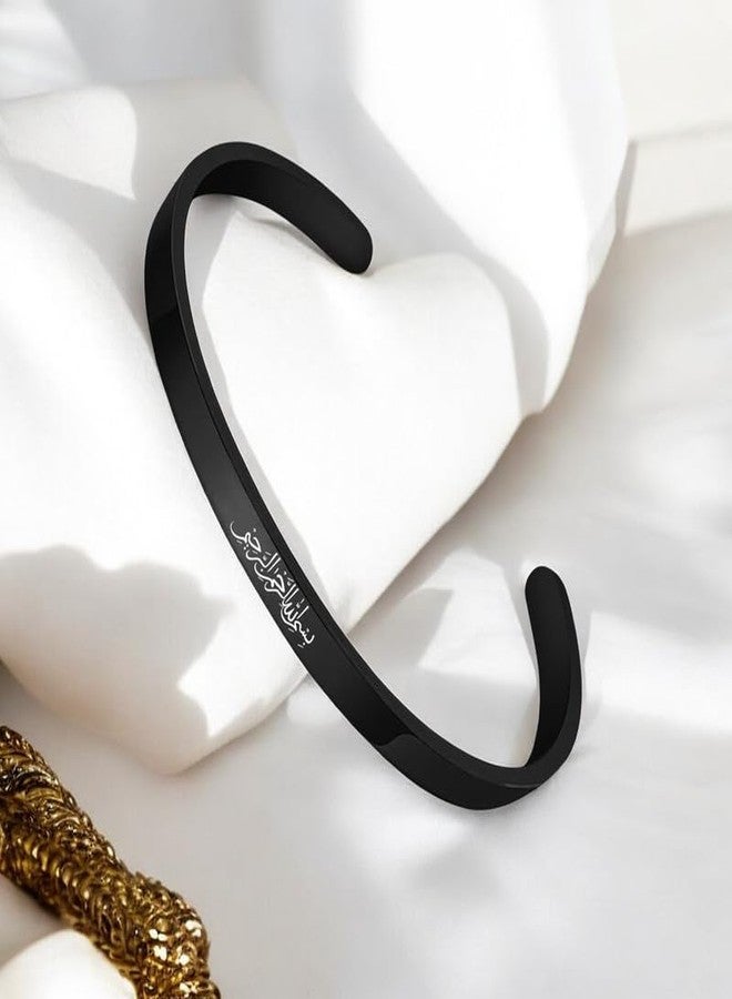 The Men Gift Religious Islam Name of God Amulet Bangle for Muslim Arab Protection Jewellery Gifts for Men Women Black Stainless Steel ShivBLRKa2025158 - Image 5