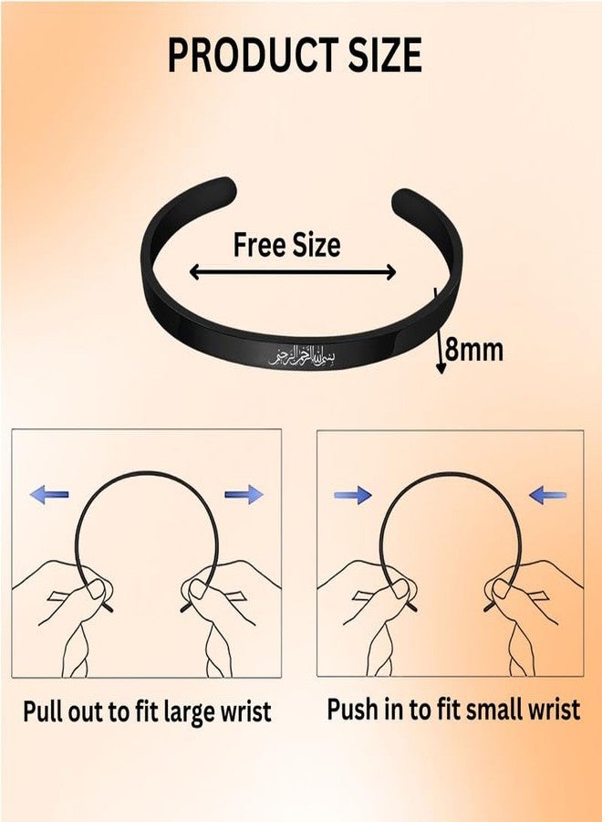 The Men Gift Religious Islam Name of God Amulet Bangle for Muslim Arab Protection Jewellery Gifts for Men Women Black Stainless Steel ShivBLRKa2025158 - Image 2