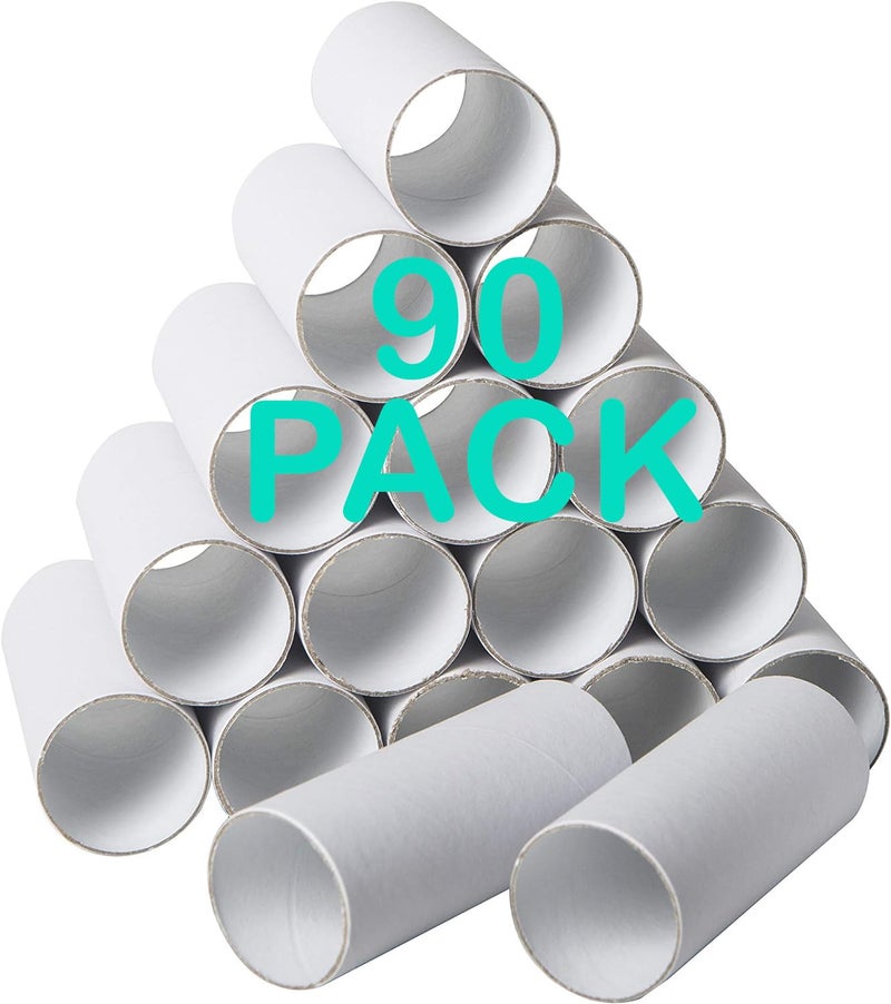 Bargain Paradise 90 Pack Thick Cardboard Tubes For Crafts -Bulk Craft Rolls- Round Tubes - Cardboard Tubes For Crafts - Toilet Paper Rolls Crafts -Craft Tubes- Paper Tube For Crafts- 1.57 x 3.9 Inches -White - Image 1