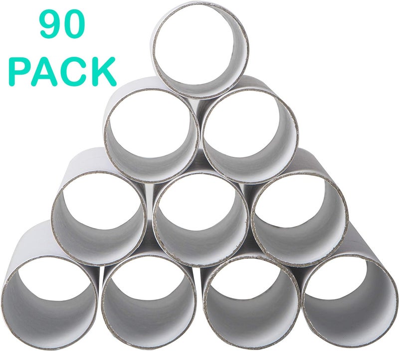 Bargain Paradise 90 Pack Thick Cardboard Tubes For Crafts -Bulk Craft Rolls- Round Tubes - Cardboard Tubes For Crafts - Toilet Paper Rolls Crafts -Craft Tubes- Paper Tube For Crafts- 1.57 x 3.9 Inches -White - Image 2