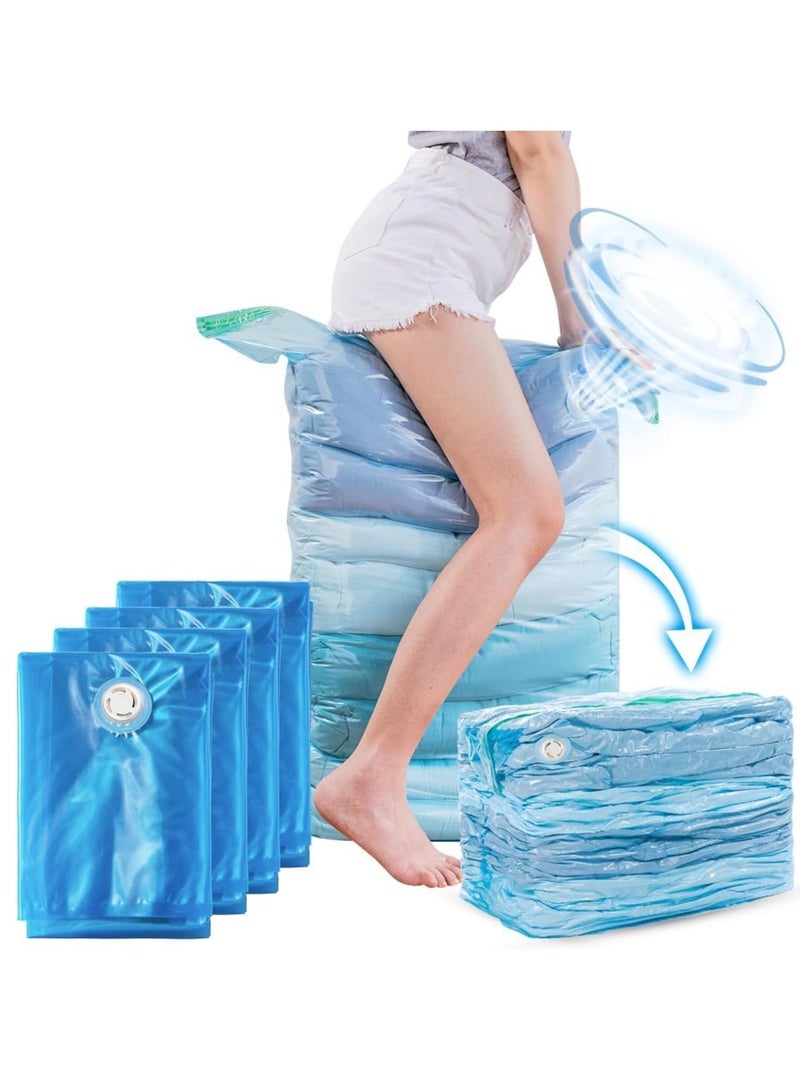 شو وو 4 عبوات من أكياس التخزين المفرغة من الهواء كبيرة الحجم، أكياس موفرة للمساحة، مكعبات ضخمة، أكياس مانعة لتسرب الهواء، حقيبة تخزين أغطية السرير القماشية، منظمات الخزانة للأغطية والبطانيات والملابس والألحفة (100 × 80 × 38 سم) - Image 1