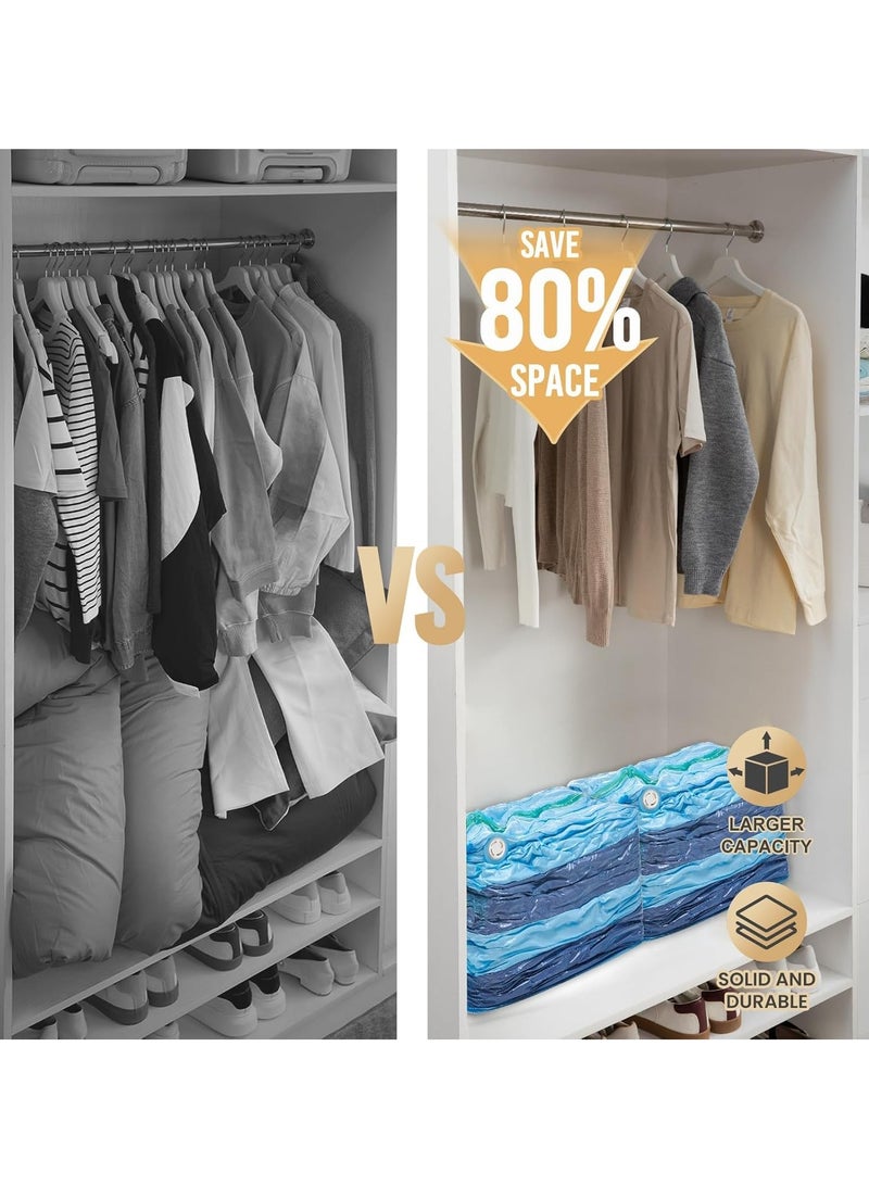 شو وو 4 عبوات من أكياس التخزين المفرغة من الهواء كبيرة الحجم، أكياس موفرة للمساحة، مكعبات ضخمة، أكياس مانعة لتسرب الهواء، حقيبة تخزين أغطية السرير القماشية، منظمات الخزانة للأغطية والبطانيات والملابس والألحفة (100 × 80 × 38 سم) - Image 4