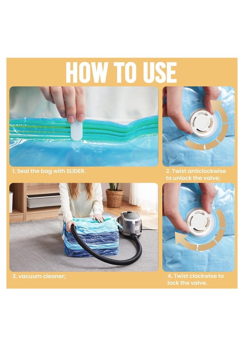 شو وو 4 عبوات من أكياس التخزين المفرغة من الهواء كبيرة الحجم، أكياس موفرة للمساحة، مكعبات ضخمة، أكياس مانعة لتسرب الهواء، حقيبة تخزين أغطية السرير القماشية، منظمات الخزانة للأغطية والبطانيات والملابس والألحفة (100 × 80 × 38 سم) - Image 5