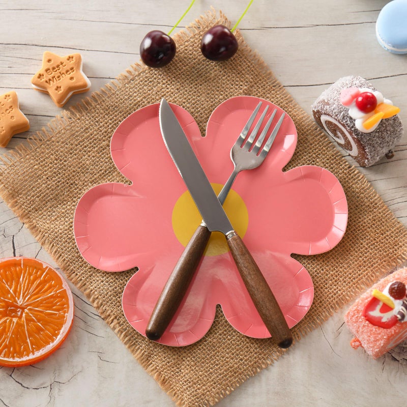 GGBOY 40PCS Daisy Plates Flower Paper Plates  8"" Daisy Paper Plates Flower Plates Disposable  Groovy Plates Spring Daisy Party Paper Plates Cute Flower Shaped Paper Plates Daisy Party Supplies - Image 3