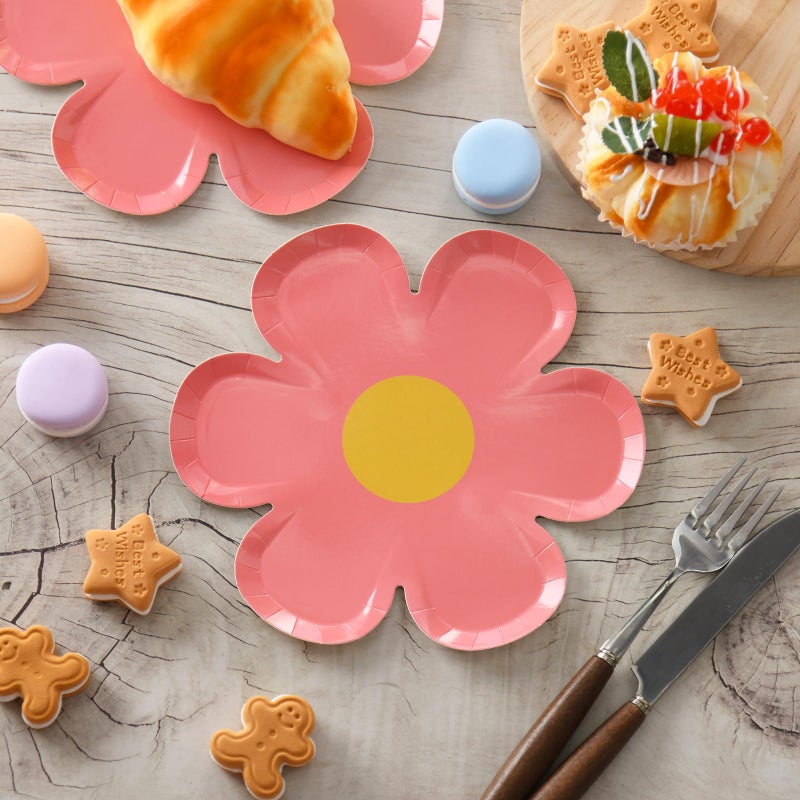 GGBOY 40PCS Daisy Plates Flower Paper Plates  8"" Daisy Paper Plates Flower Plates Disposable  Groovy Plates Spring Daisy Party Paper Plates Cute Flower Shaped Paper Plates Daisy Party Supplies - Image 5