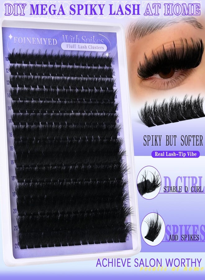 FOINEMYED Lash Clusters with Spikes 300D Manga Volume Lash Clusters Evil Look Eyelash Clusters 10-22MM Thick Eyelash Extensions D-Curly Individual Lash Extensions DIY at Home by FOINEMYED - Image 2