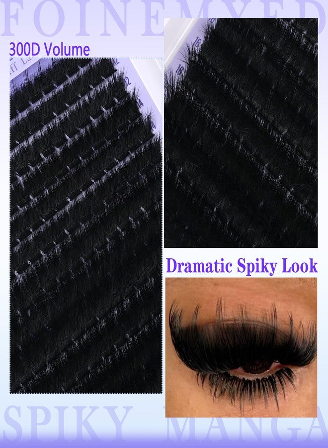 FOINEMYED Lash Clusters with Spikes 300D Manga Volume Lash Clusters Evil Look Eyelash Clusters 10-22MM Thick Eyelash Extensions D-Curly Individual Lash Extensions DIY at Home by FOINEMYED - Image 4